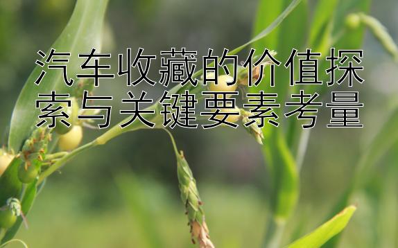 汽车收藏的价值探索与关键要素考量